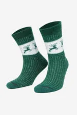 Aytuğ Weihnachtssocken Damen Plüsch Grün mit Rentier – perfektes Geschenk, 36–40