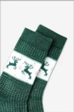 Aytuğ Weihnachtssocken Damen Plüsch Grün mit Rentier – perfektes Geschenk, 36–40 – Ansicht 2