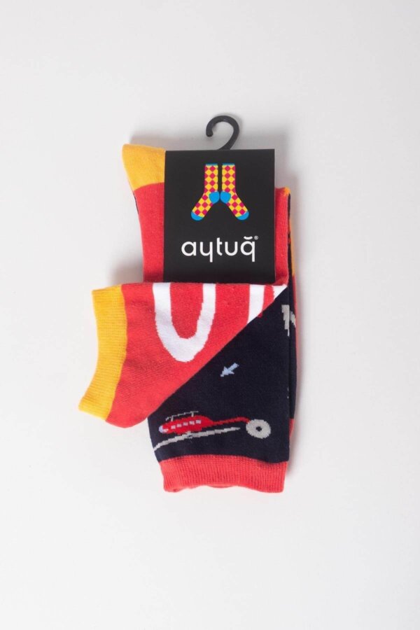 Aytuğ Unisex Baumwollsocken mit Feuerwehr-Motiv – bunt, 35–46, Geschenkbox - Bild 2
