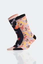 Aytuğ Unisex Baumwollsocken Musikmuster – atmungsaktiv, Gr. 35–46, Geschenkidee