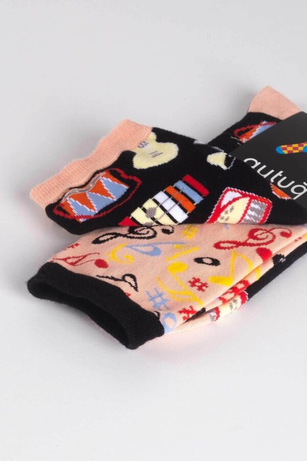 Aytuğ Unisex Baumwollsocken Musikmuster – atmungsaktiv, Gr. 35–46, Geschenkidee - Bild 3