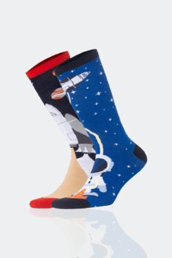 Aytuğ Space-Print Unisex-Socken aus Baumwolle, atmungsaktiv, 35–46, Geschenk