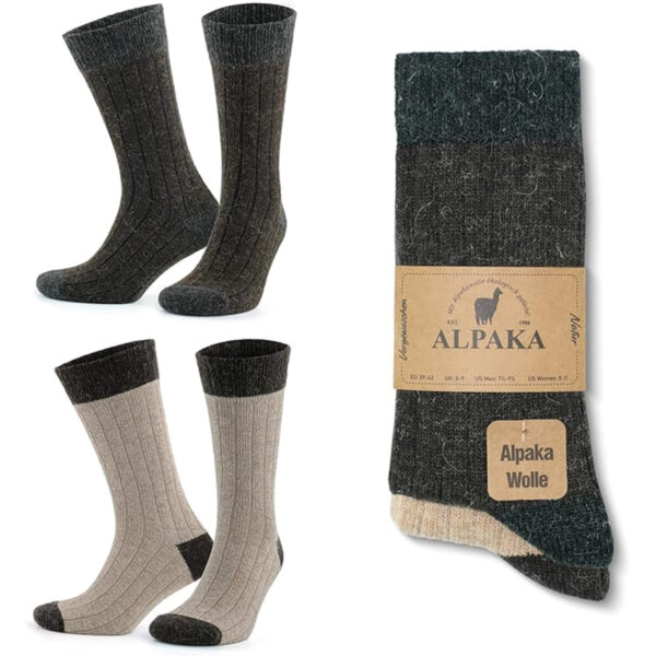 Aytuğ Thermo-Socken 2 er-Pack Alpakawolle – warm, atmungsaktiv, rutschfest - Bild 1