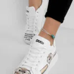 Dogo Damen Sneaker vegan weiß Wise Owl – Frontansicht