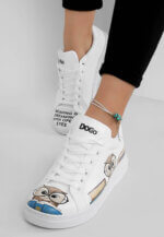 Dogo Damen Sneaker aus Vegan-Leder weiß Wise Owl – atmungsaktiv & rutschfest