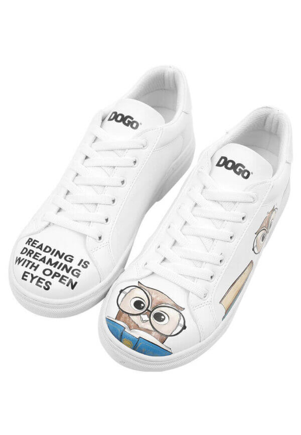 Dogo Damen Sneaker aus Vegan-Leder weiß Wise Owl – atmungsaktiv & rutschfest - Bild 3