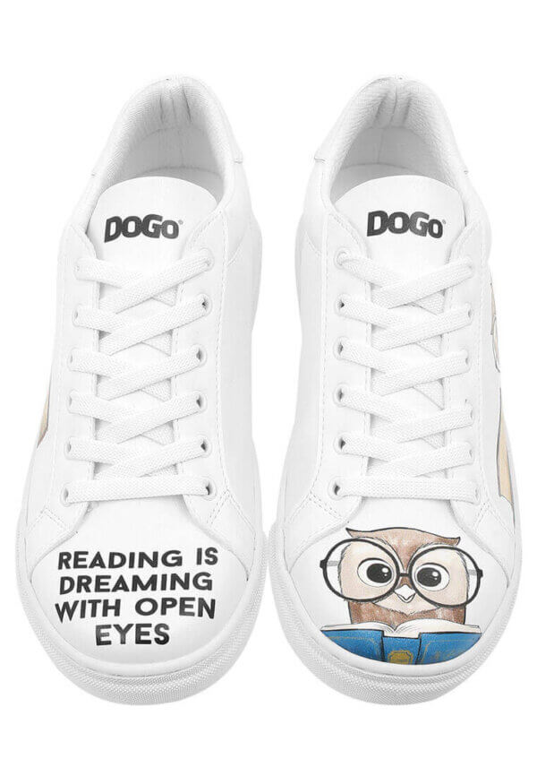 Dogo Damen Sneaker aus Vegan-Leder weiß Wise Owl – atmungsaktiv & rutschfest - Bild 2