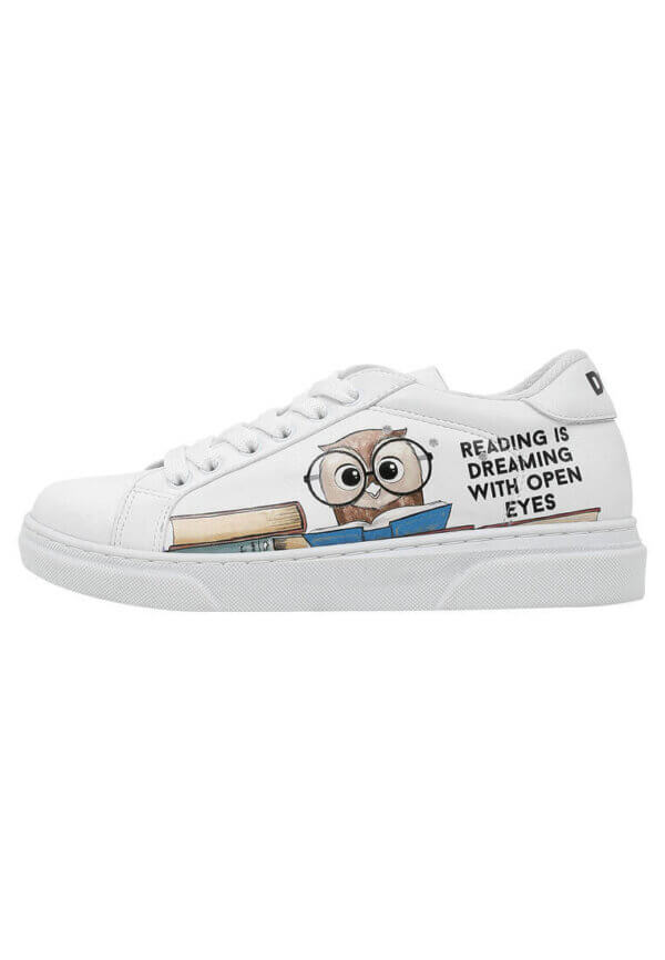 Dogo Unisex Kindersneaker vegan weiß mit Wise Owl-Print – rutschfest 28–35 - Bild 3