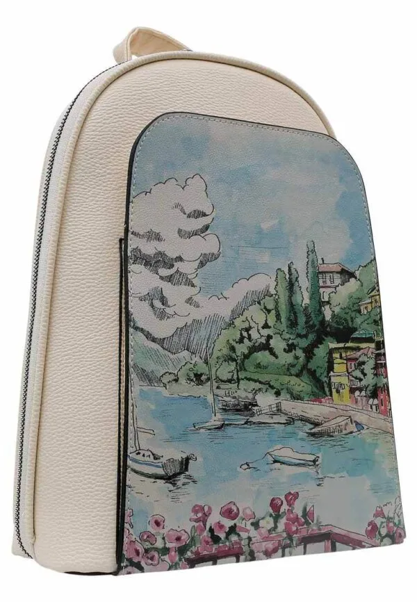Dogo Tidy Bag Damenrucksack aus veganem Kunstleder, Creme, Lago-di-Como – Ansicht 1