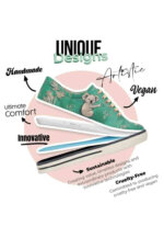 DOGO Damen-Sneaker veganes Leder grün – Koala Hug, handgefertigt & rutschfest - Bild 4