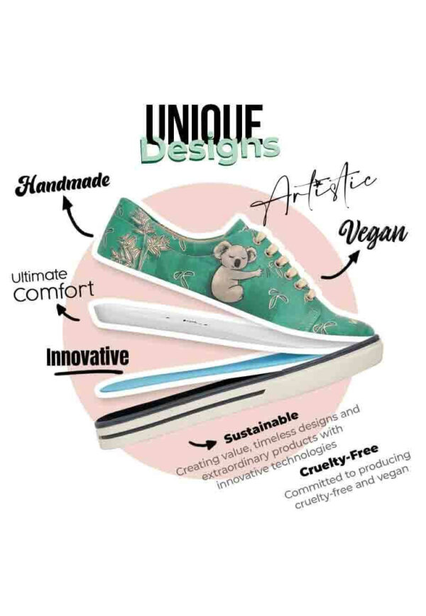 DOGO Damen-Sneaker veganes Leder grün – Koala Hug, handgefertigt & rutschfest - Bild 4